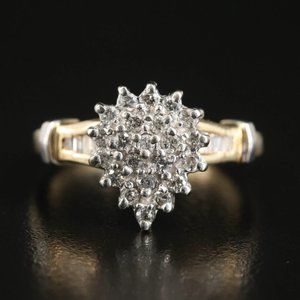 10k Vintage .41 Diamond Cluster Ring